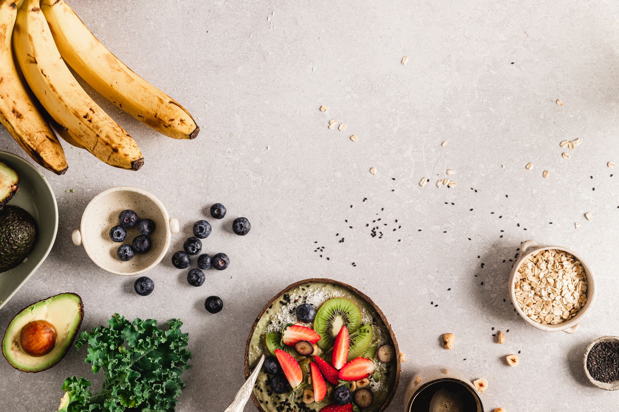 Smoothie bowl ingredients representing easy protein add-ins