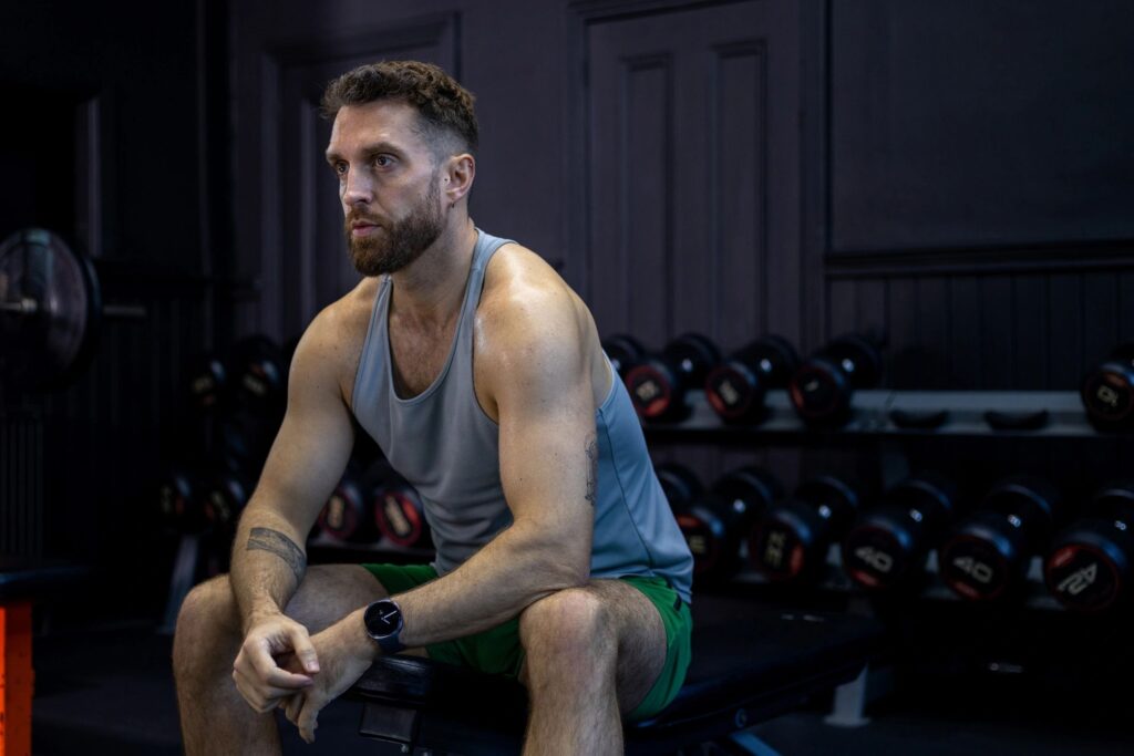 In Concentration Before a Workout